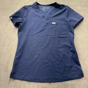 Figs Women's Navy Blue v neck short sleeve 1pocket Scrub Top size Xs nurse